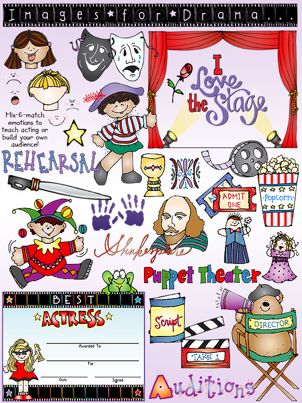 Kids clip art for theater, drama, stage, movies, productions and performing arts by DJ Inkers