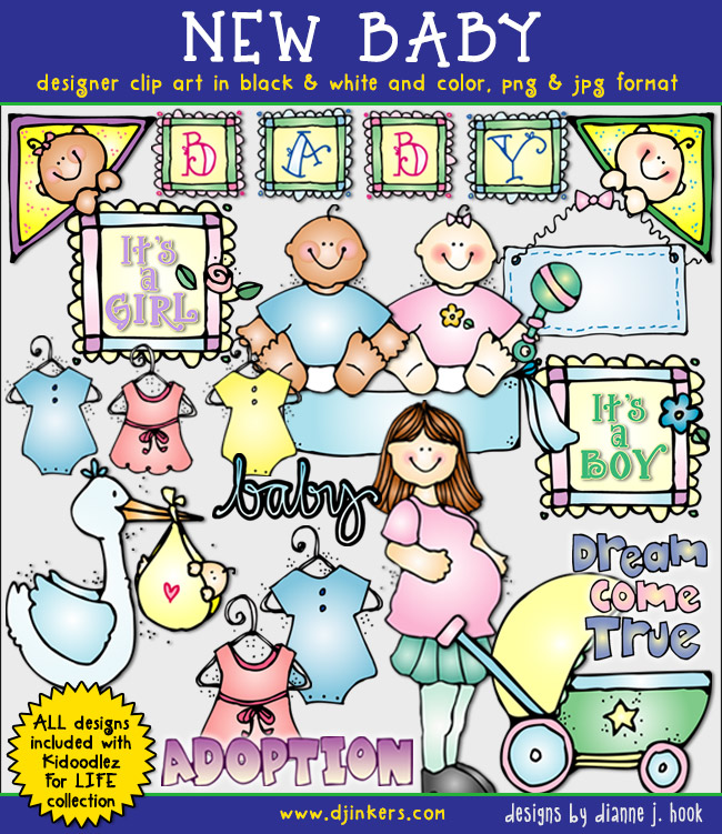 New baby clip art for kids and growing families by DJ Inkers