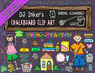 Chalkboard Kids Clean-Up Clip Art Download