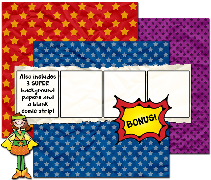 Super Hero backgrounds and papers digital bonus gift from DJ Inkers