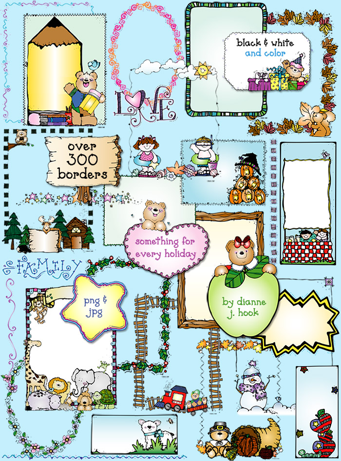 Clip art borders for teachers, home, kids and smiles in every season and holiday by DJ Inkers