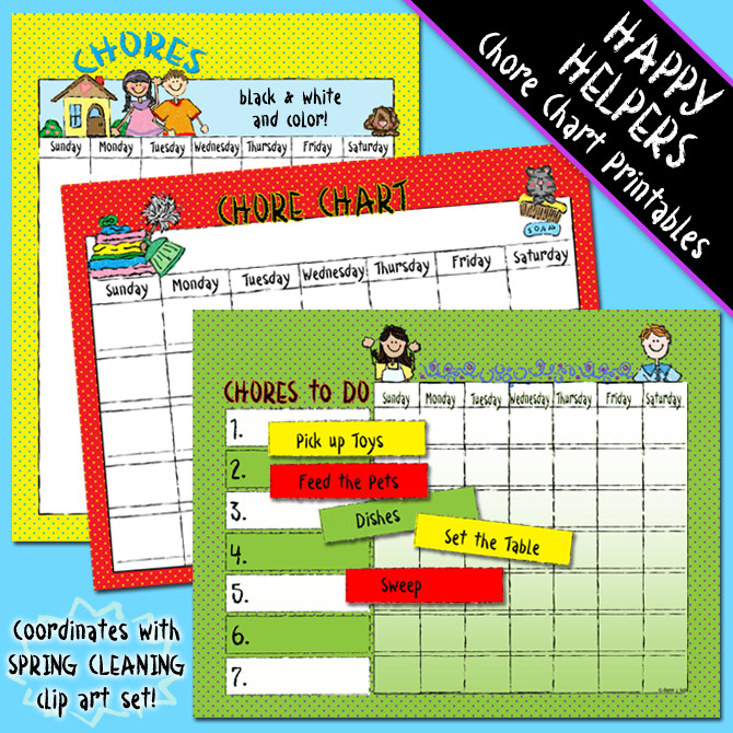 Printable chore charts for kids by DJ Inkers