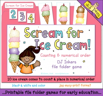Printable file folder game for counting 1-10 and numerical order by DJ Inkers