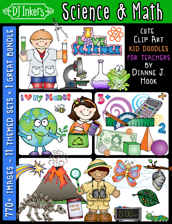 Cute kids clip art for science and math teachers and classrooms by DJ Inkers