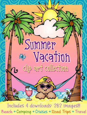 Colourful travel clipart Summer clipart digital downloads