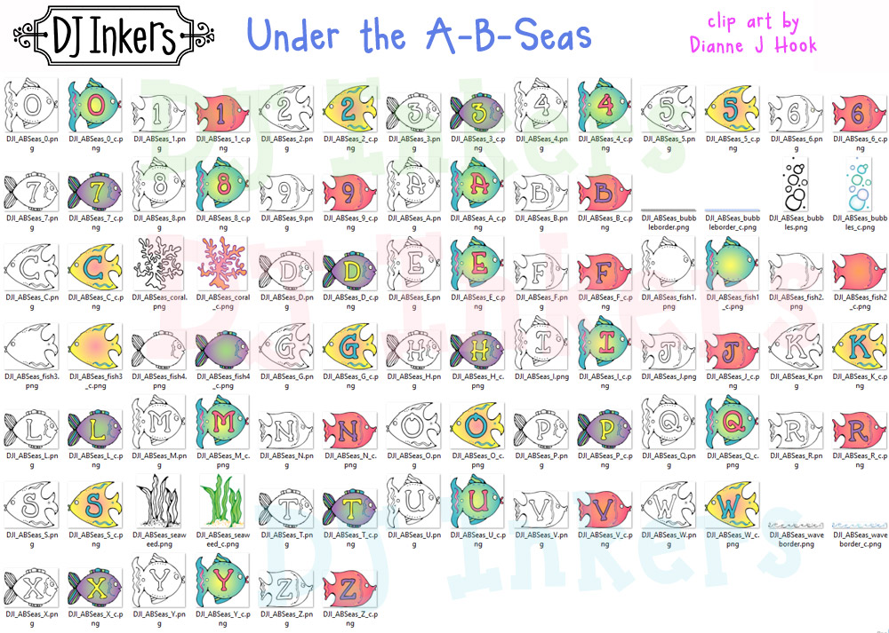 Under The A B Seas - Fishy Clip Art Alphabet