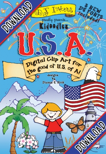 Kid Doodles USA - 50 Nifty State Symbols Clip Art Collection