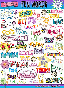 Fun Words and Little Doodles Clip Art Download