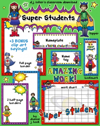 Super Students Classroom Theme Borders & Printables