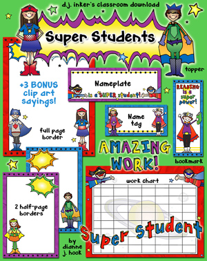 Super Students Classroom Theme Borders & Printables