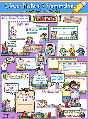 Class Notes and Reminders Clip Art and Printables