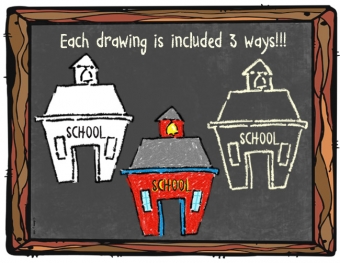 Chalkboard School Clip Art plus 7 Bonus Borders