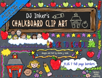 Chalkboard School Clip Art Download +7 BONUS Borders!