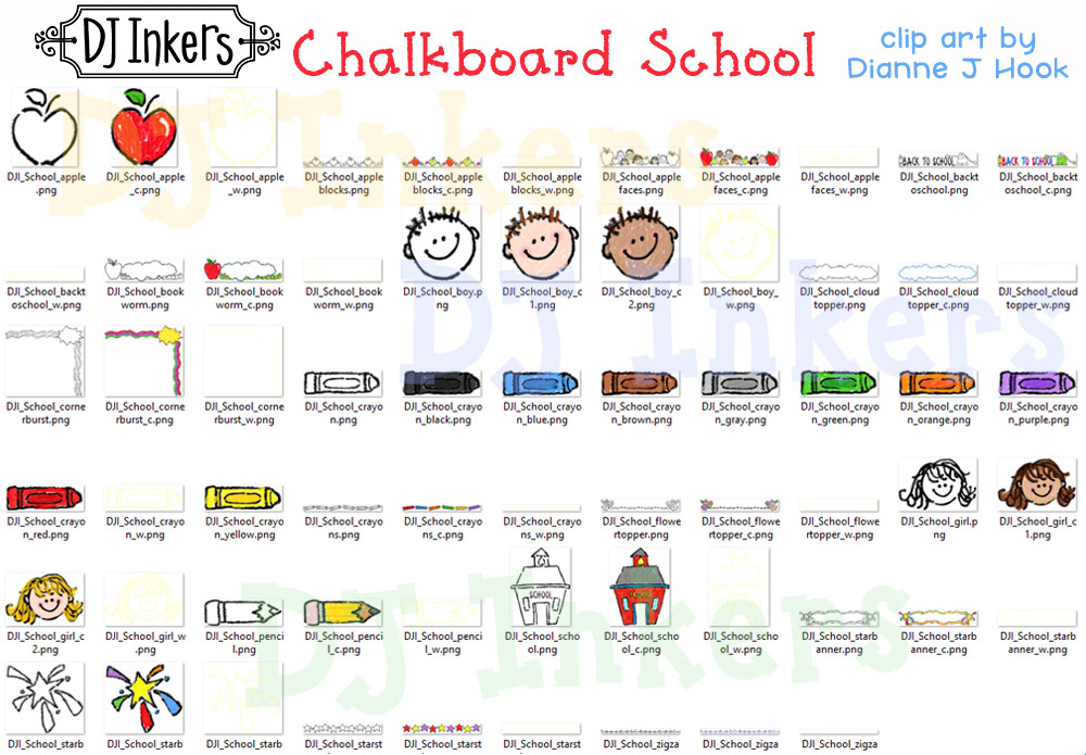 Chalk & Crayon School Clip Art Download