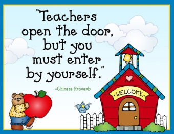 Open door teaching quote with school clip art by DJ Inkers