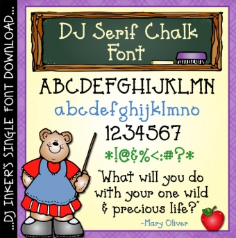 Chalk up a smile with this fun serif font for teachers and kids by DJ Inkers