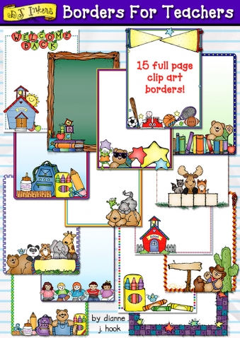 Cute clip art borders for teachers, schools & smiles by DJ Inkers