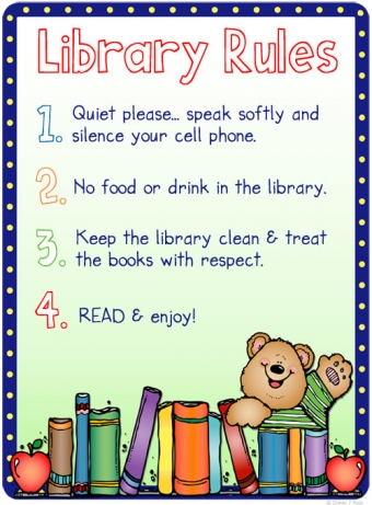 Library rules poster made with DJ Inkers Borders for Teachers clip art