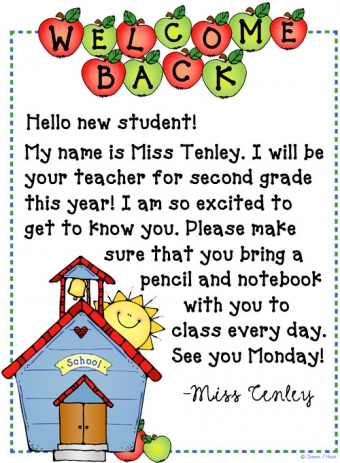 Welcome Back to school note made with Borders for Teachers clip art