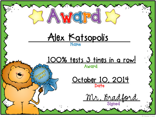 printable award certificate for kids by DJ Inkers