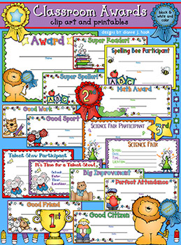 Classroom Awards Printable Certificates and Clip Art