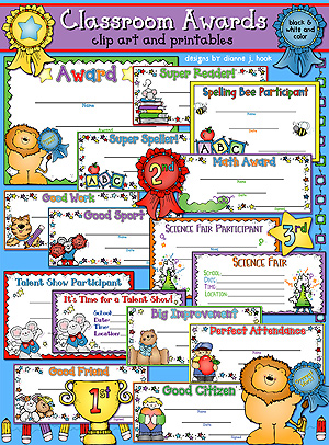 Classroom Awards Printable Certificates and Clip Art
