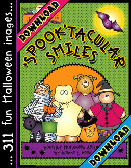 Spook-tacular Smiles Halloween Clip Art - 5 Download Bundle