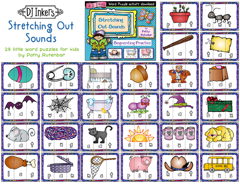 Stretching Out Sounds - 28 Word Puzzles for Kids