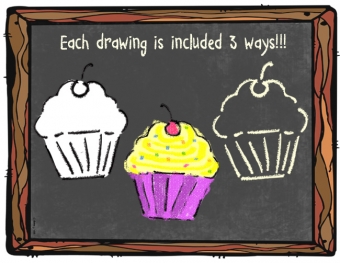 cute kid drawing cupcake clip art