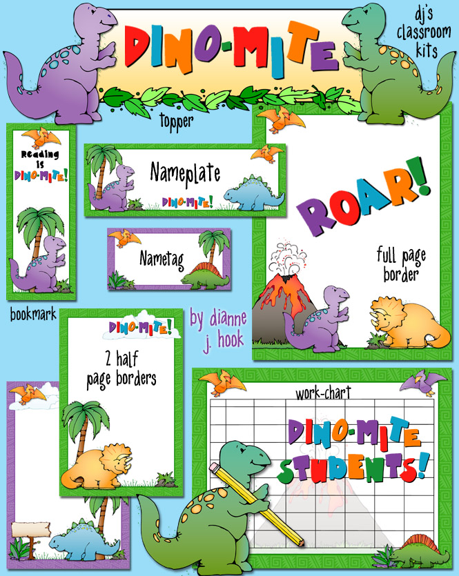 Dino-Mite Dinosaur Classroom Theme Borders & Printables