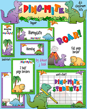 Dino-Mite Dinosaur Classroom Theme Borders & Printables