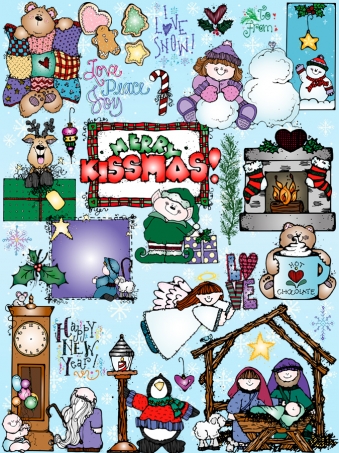 Festive Christmas, winter and holiday clip art for kids, teachers and crafting by DJ Inkers