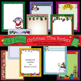 10 darling clip art borders for Christmas by DJ Inkers