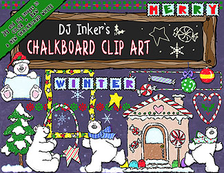 Merry Holiday Chalk & Crayon Clip Art Download