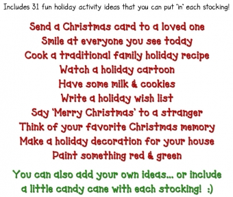 Christmas Countdown - Stocking Advent Calendar and Activities