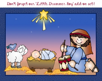 Little Drummer Boy card made with DJ Inkers nativity clip art