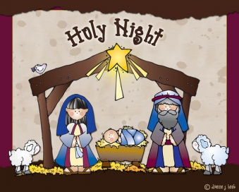 Holy Night card made with DJ Inkers nativity clip art for Christmas