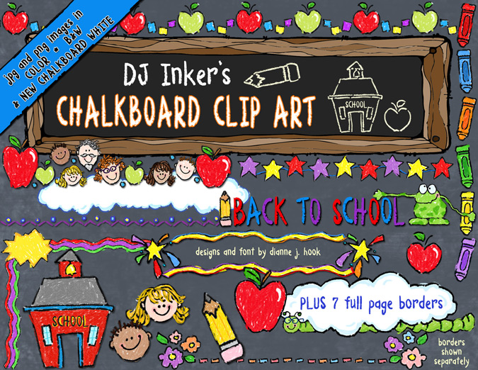 Chalk & Crayon Kids Clip Art Collection - 14 Download Bundle