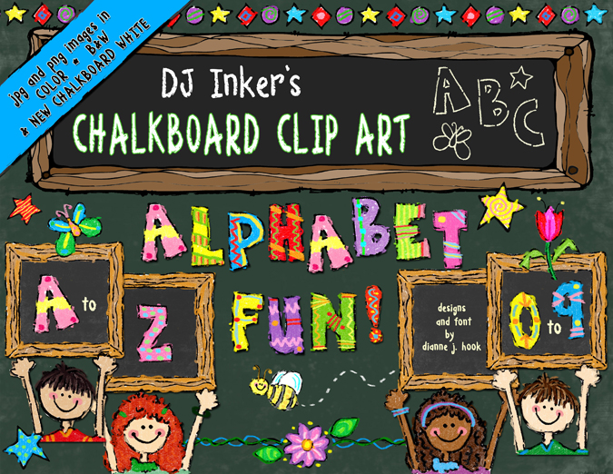 Chalk & Crayon Kids Clip Art Collection - 14 Download Bundle
