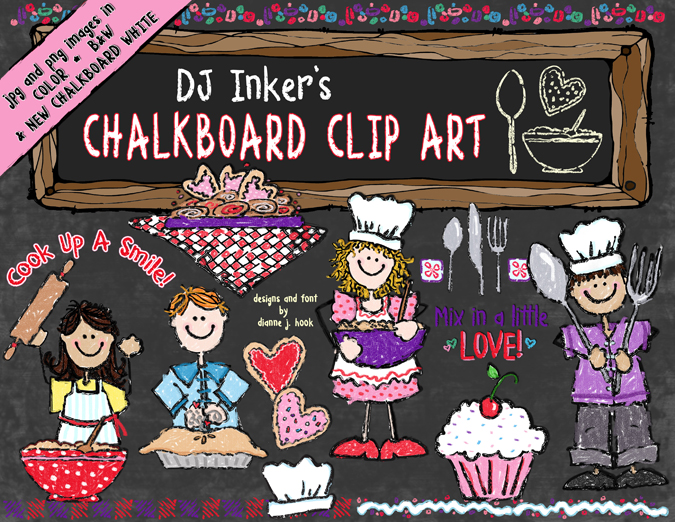 Chalk & Crayon Kids Clip Art Collection - 14 Download Bundle