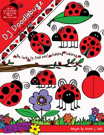 Cute Ladybug Clip Art for kids, classrooms and crafting by DJ Inkers