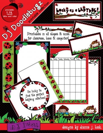 Cute Ladybug borders, projects and printables by DJ Inkers