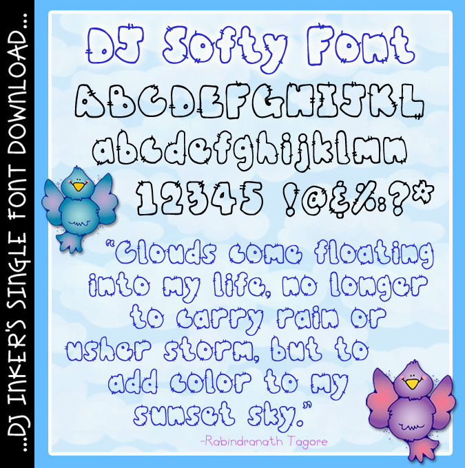 DJ Softy Font - Puffy Cloud Lettering Download