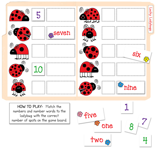 Lucky Ladybugs Counting & Numbers File Folder Game Download