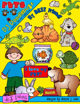 Cute animal clip art of your favorite pets by DJ Inkers