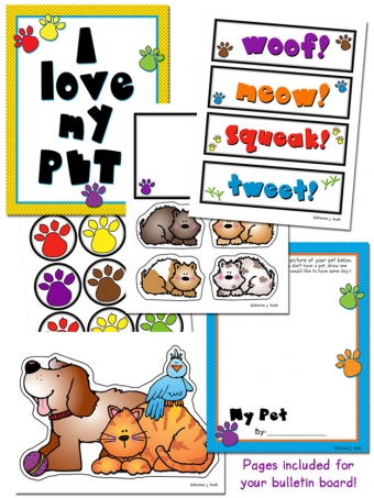 Pets Bulletin Board, Borders and Clip Art Kit