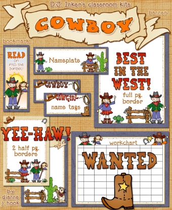 Cowboy Classroom Theme Borders & Printables Kit