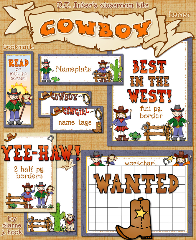 Cowboy Classroom Theme Borders & Printables Kit