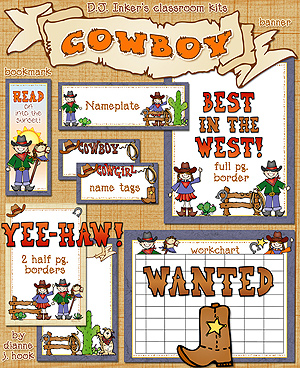 Cowboy Classroom Theme Borders & Printables Kit