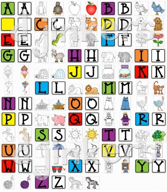 Cute alphabet clip art for teachers, preschool, kindergarten and learning by DJ Inkers